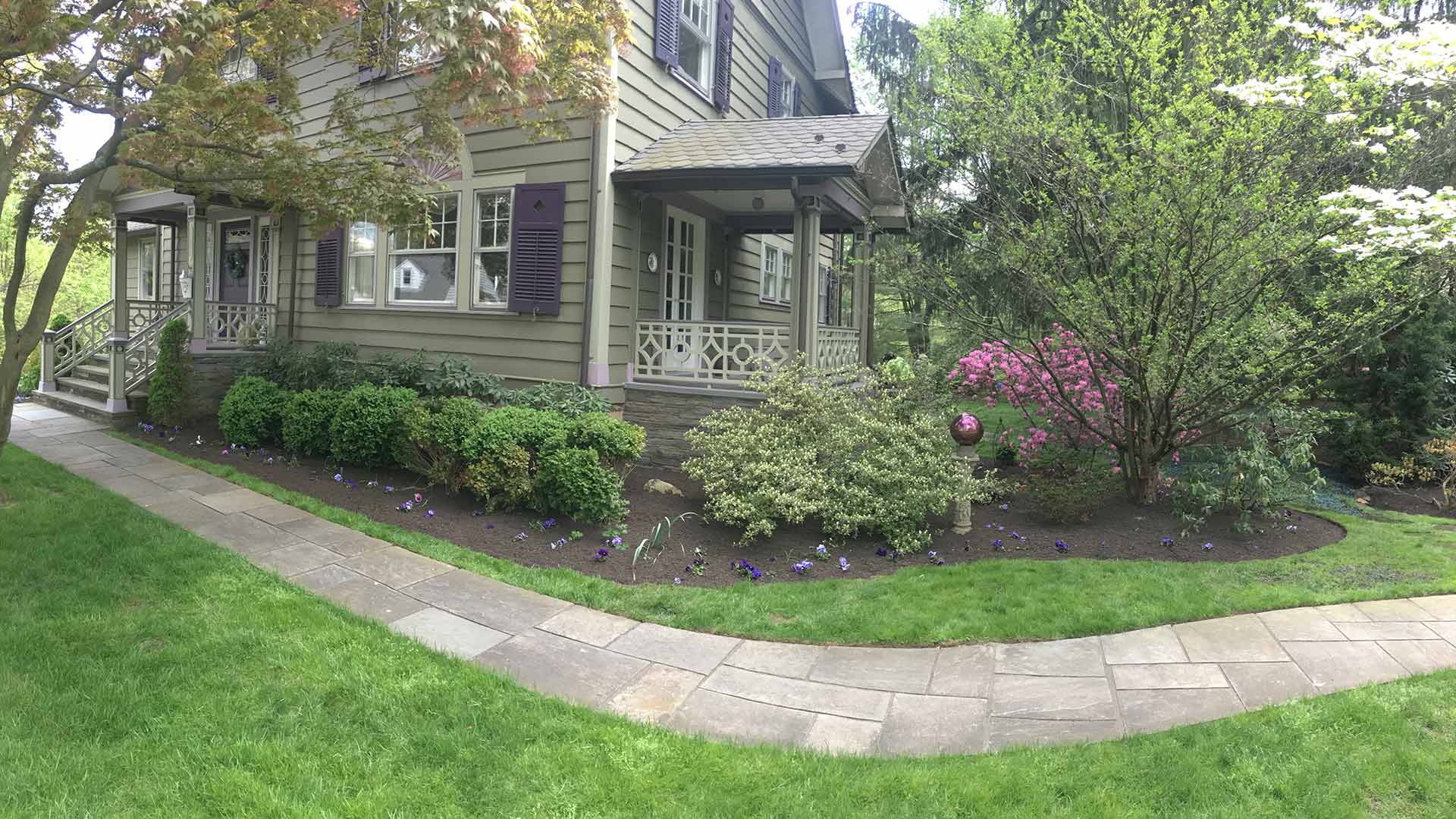 Yard around Westfield and Cranford, NJ after spring cleanup and mowing.