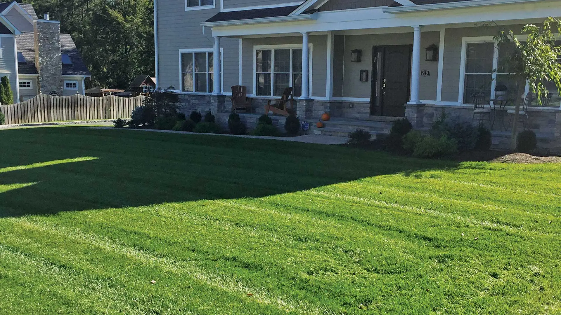 Recently mowed lawn at a home around Westfield and Cranford, NJ