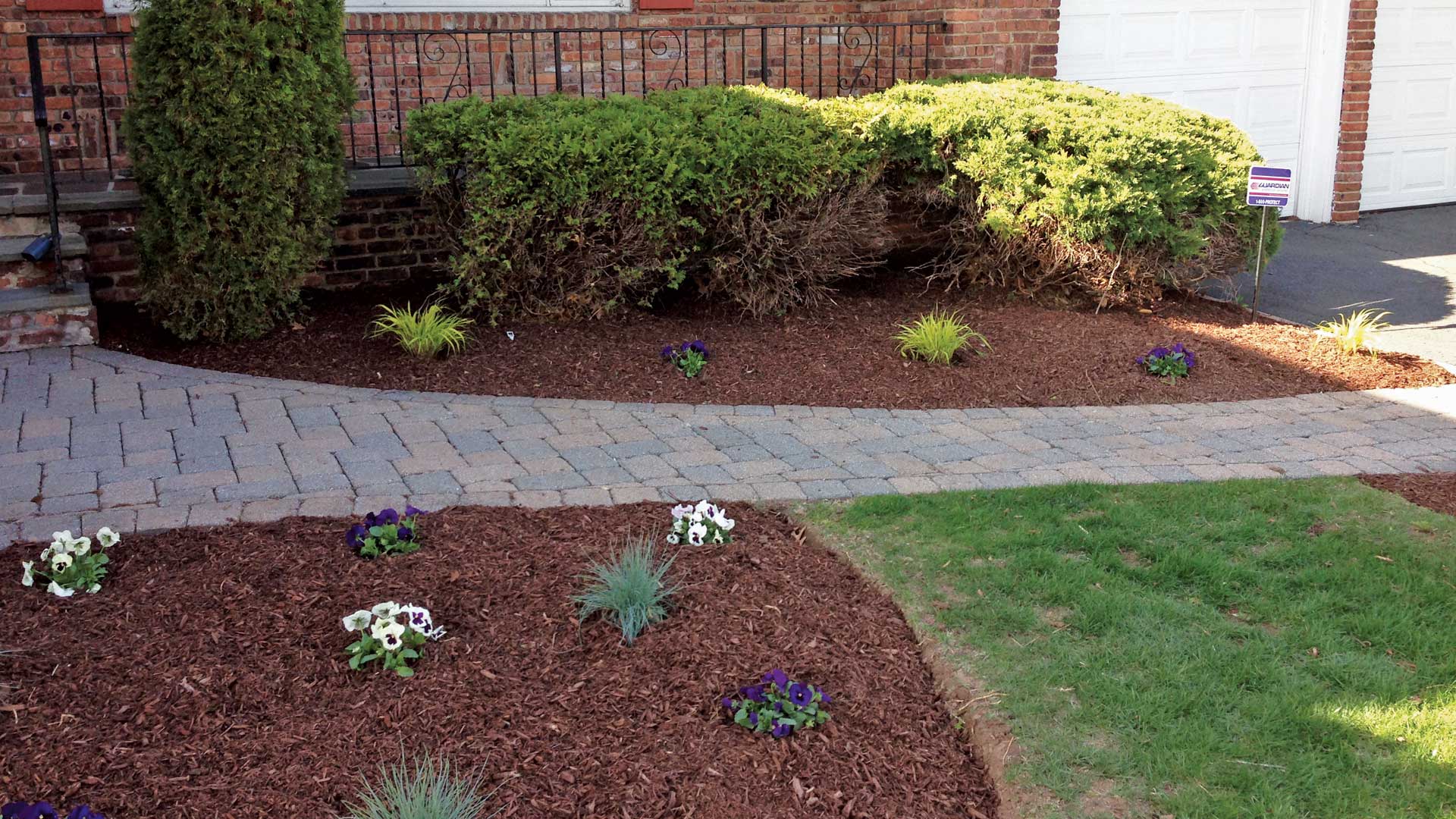 Fresh mulch and new annuals installed at a home around Westfield and Cranford, NJ