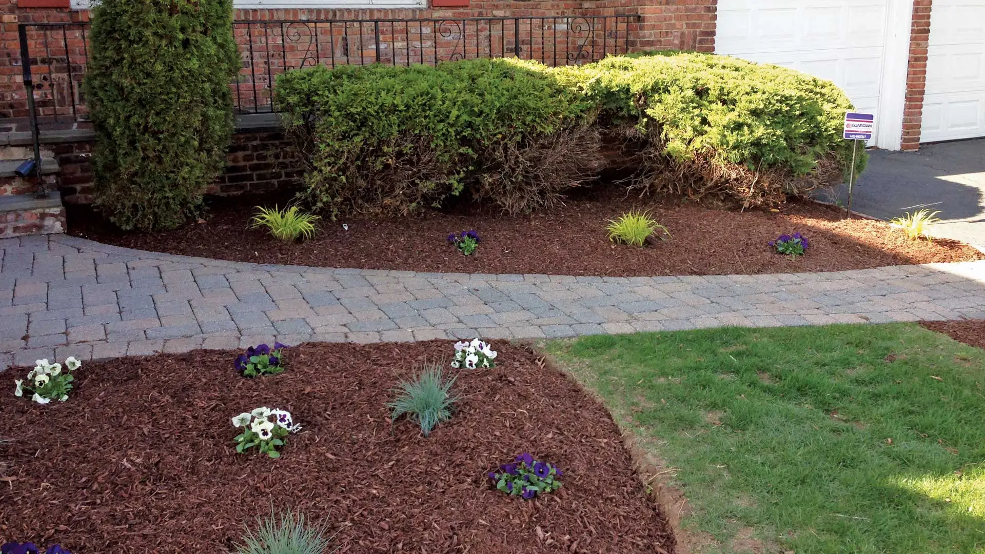 Fresh mulch and new annuals installed at a home around Westfield and Cranford, NJ