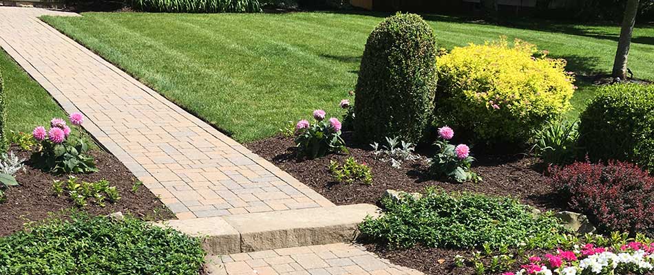 Westfield and Cranford, NJ front walkway after being pressure washed by Greenscapes Landscape Management